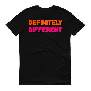 Open image in slideshow, Minority Millionairez Definitely Different Tee - BLACK w/ ORANGE AND MAGENTA
