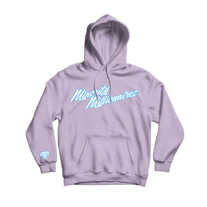 Open image in slideshow, Minority Millionairez Script Hoody - LAVENDER w/ WHT 3M &amp; CAROLINA BLUE
