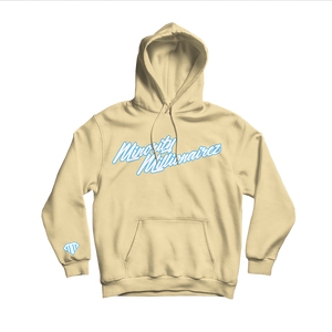 Open image in slideshow, Minority Millionairez Script Hoody - LT YELLOW w/ WHT 3M &amp; CAROLINA BLUE
